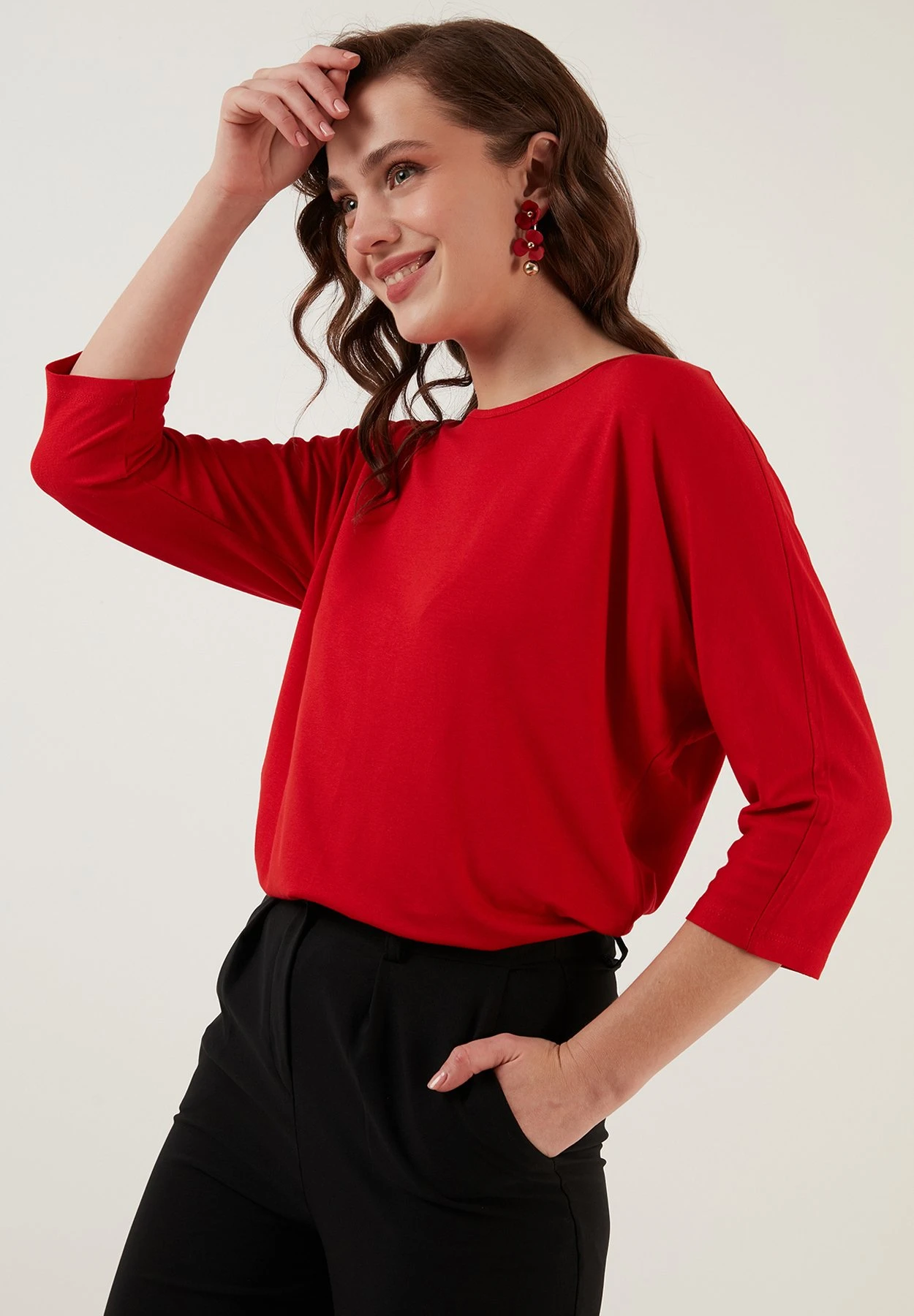 LELA Crew Neck- Longsleeve - Red - Afbeelding 4
