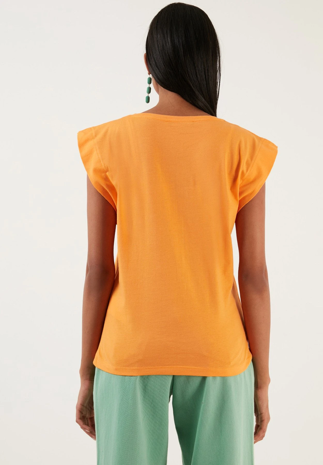 LELA Crew Neck - T-Shirt Basic - Orange - Afbeelding 3