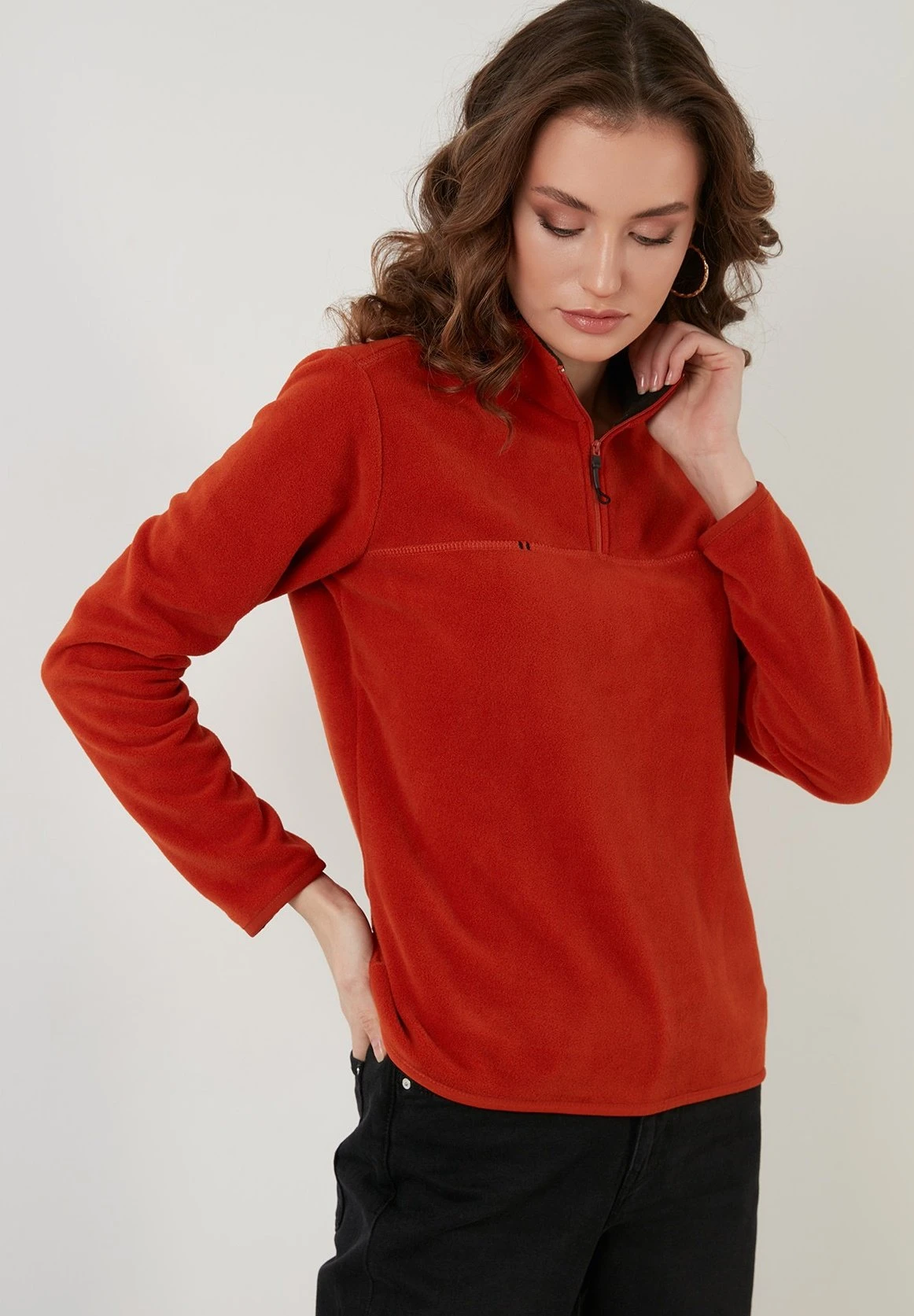 LELA Slim Fit - Fleece Trui - Orange - Afbeelding 3