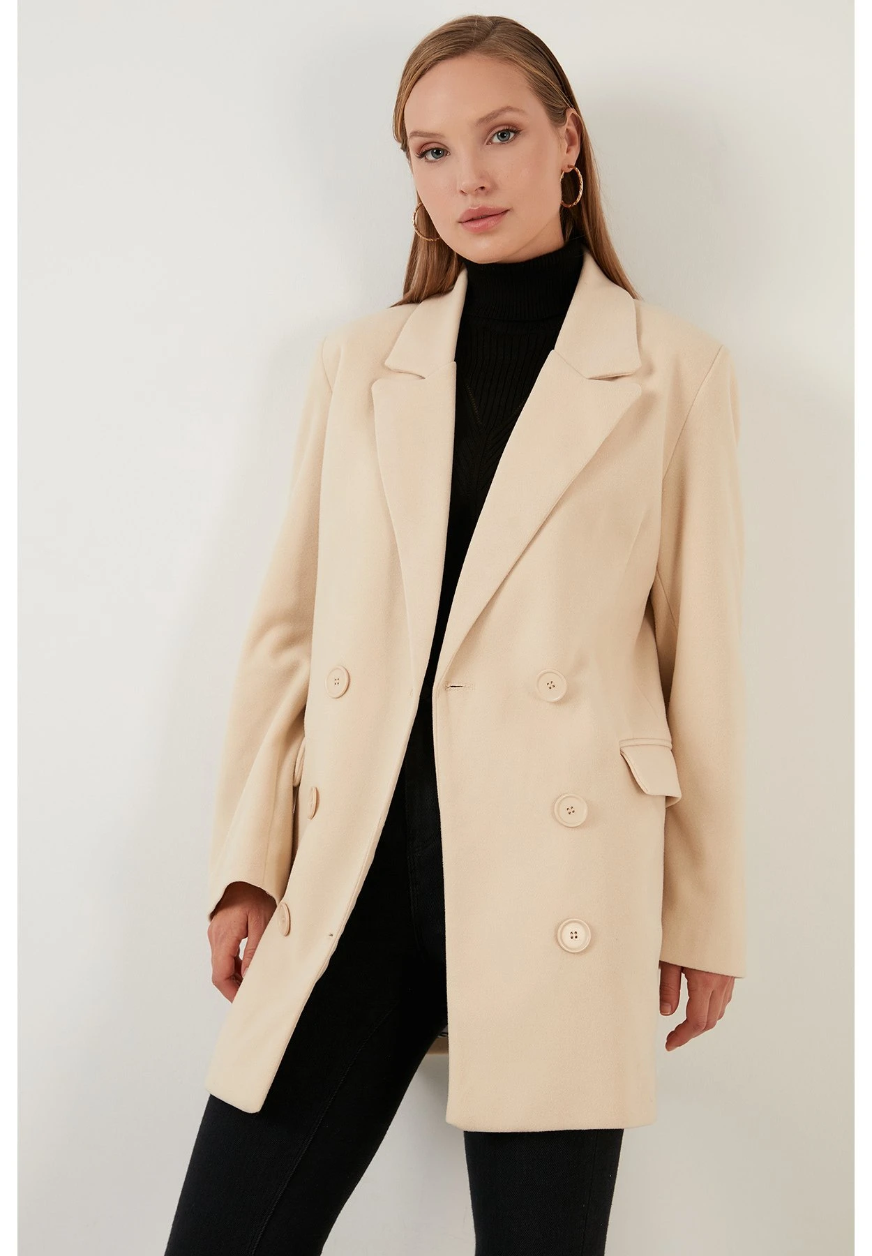 LELA Halflange Jas - Stone - Afbeelding 6