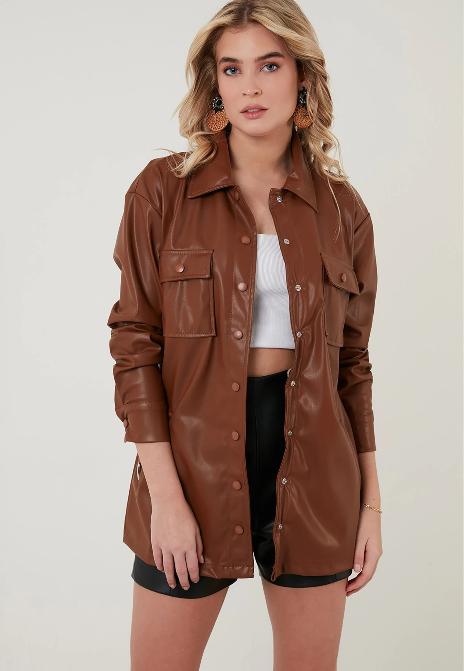 LELA Regular Fit - Imitatieleren Jas - Camel - Afbeelding 6