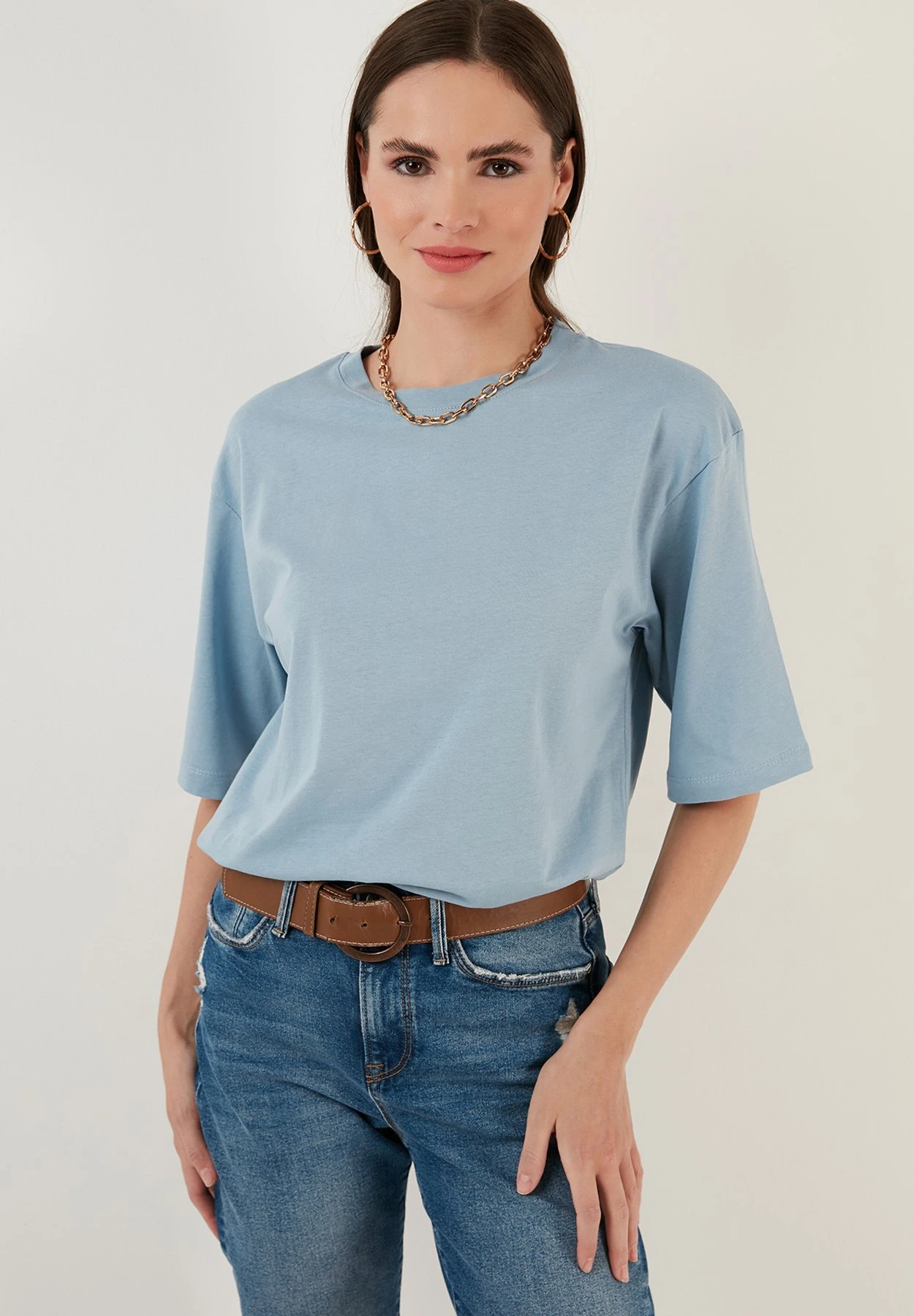 LELA Loose Fit - T-Shirt Basic - Baby Blue - Afbeelding 5