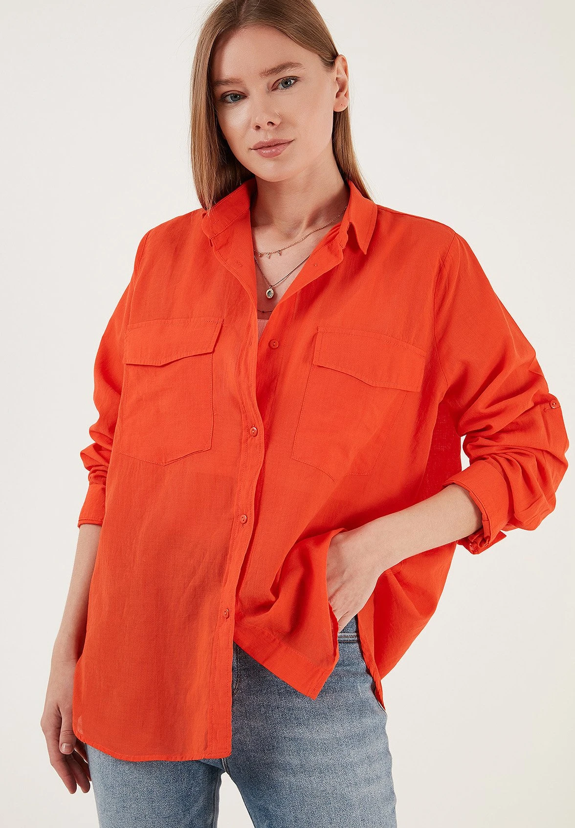LELA Loose Fit - Overhemdblouse - Orange