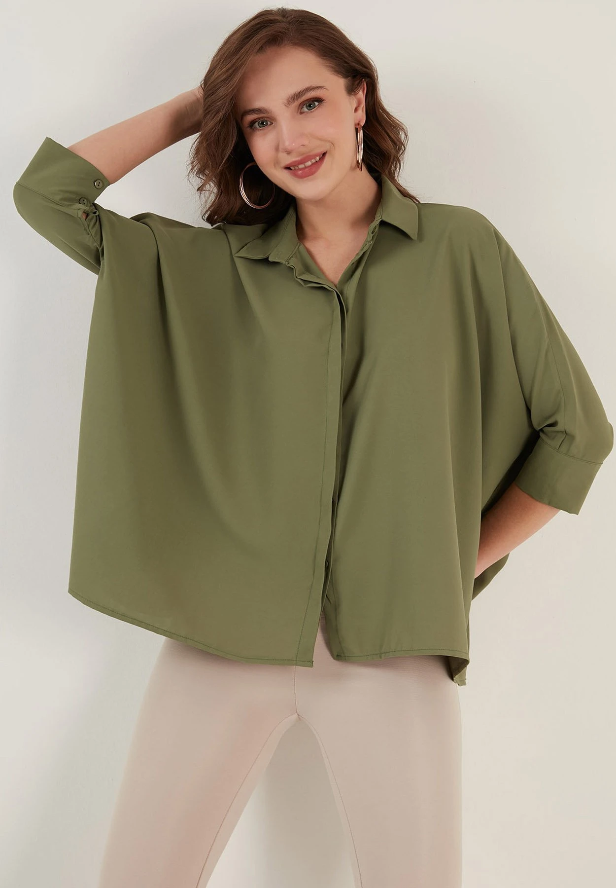 LELA Oversized - Overhemdblouse - Khaki