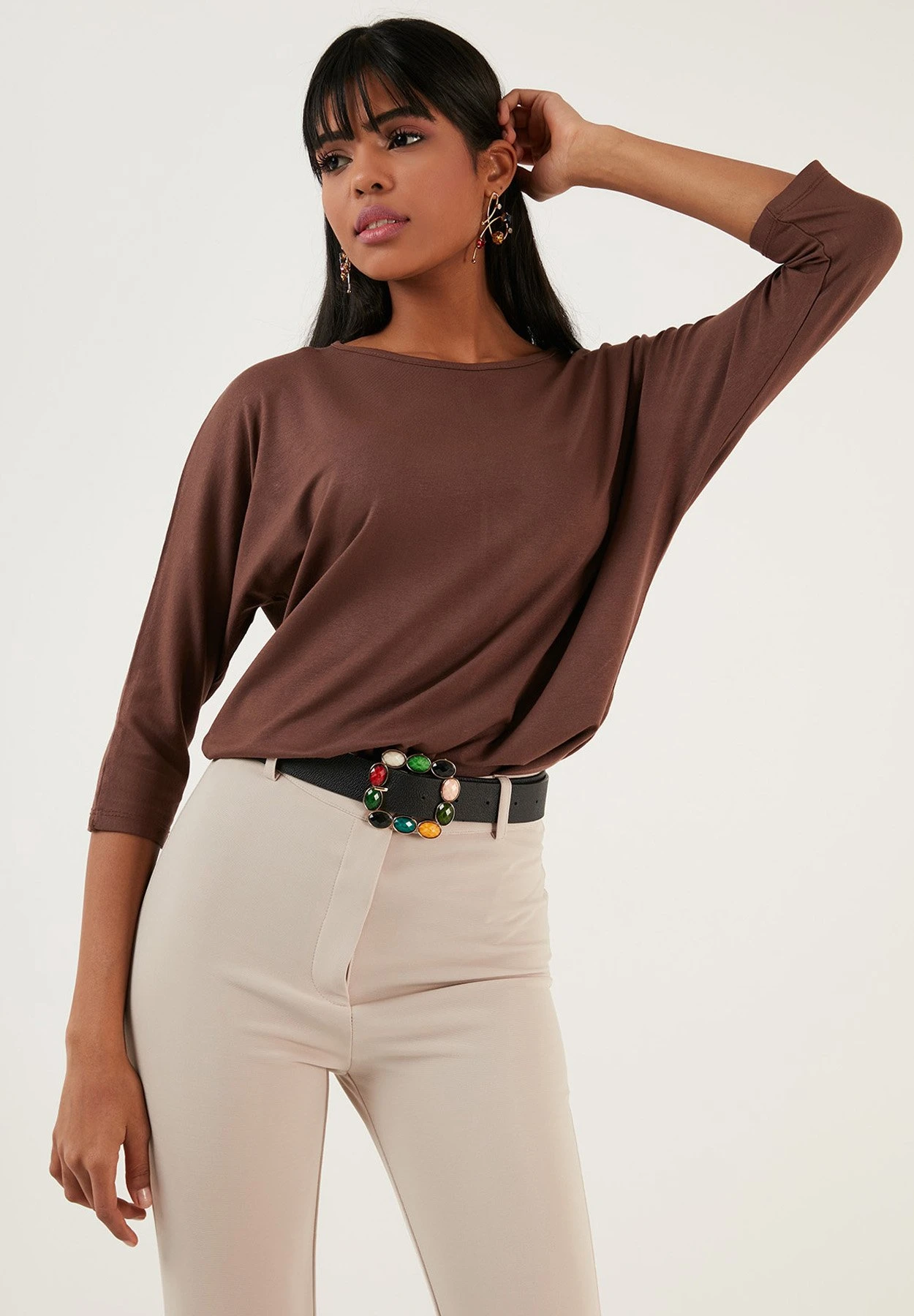 LELA Crew Neck- Longsleeve - Brown - Afbeelding 4