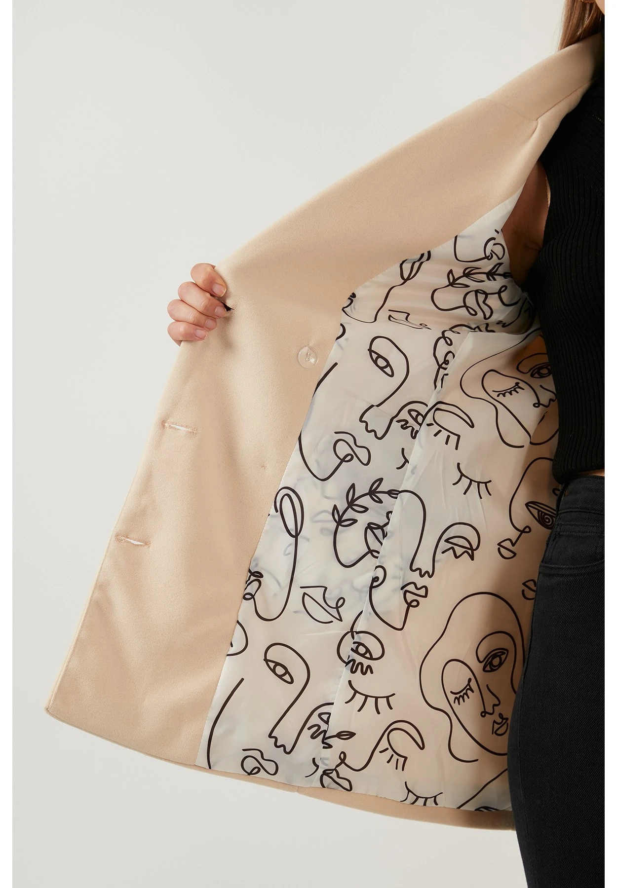 LELA Halflange Jas - Stone - Afbeelding 4