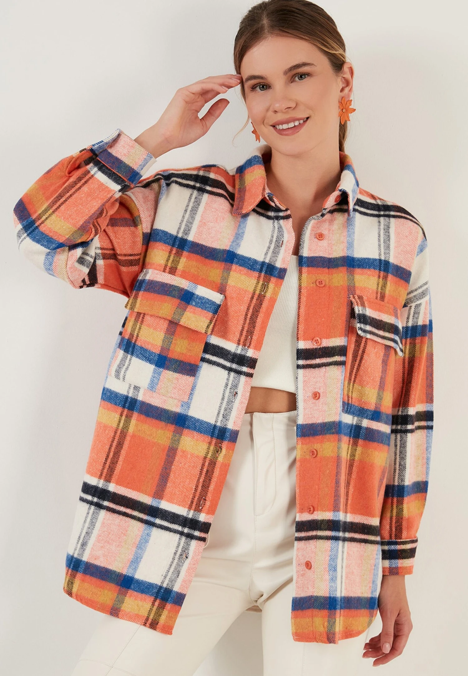 LELA Overhemdblouse - Orange Color - Afbeelding 5