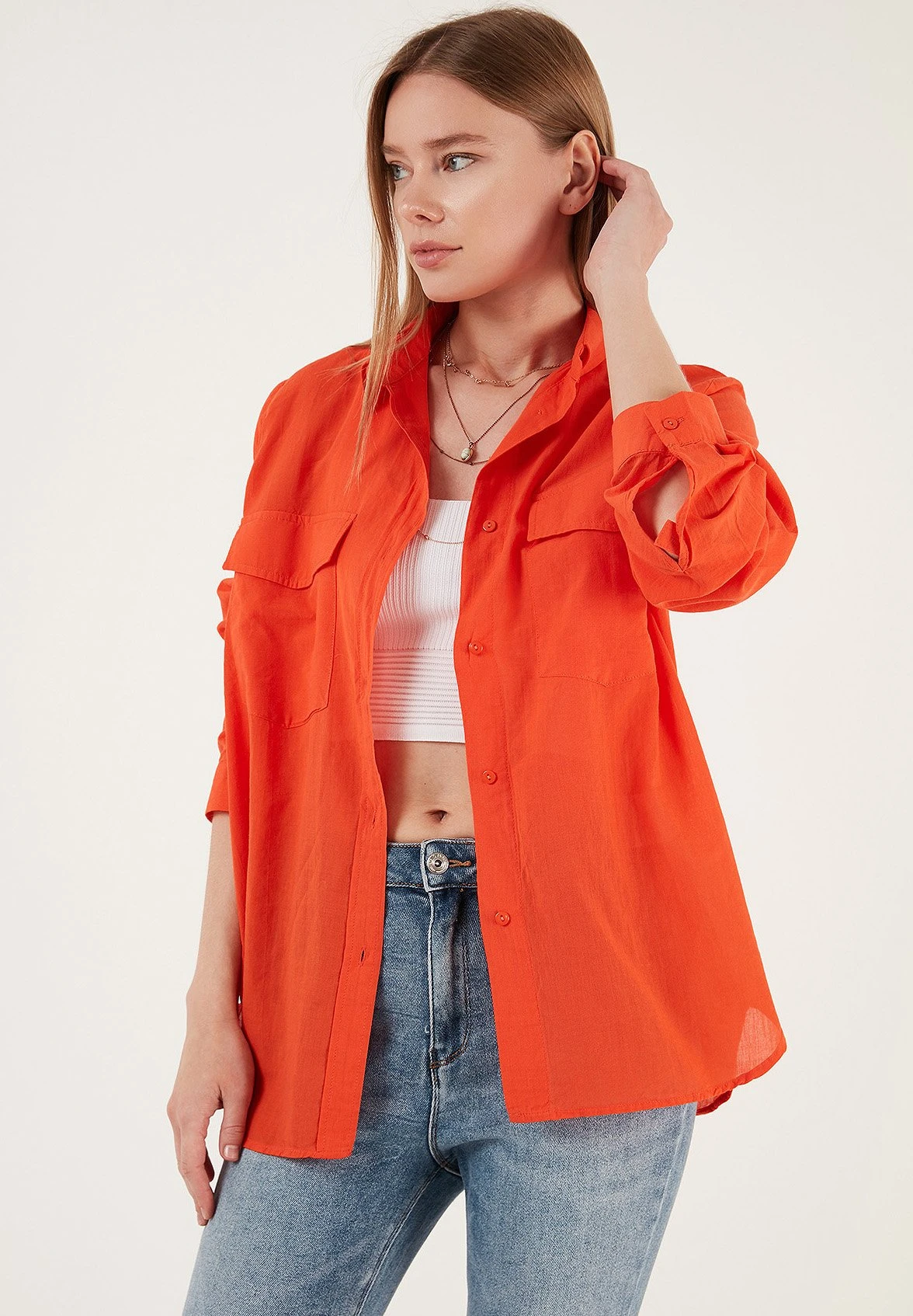 LELA Loose Fit - Overhemdblouse - Orange - Afbeelding 4