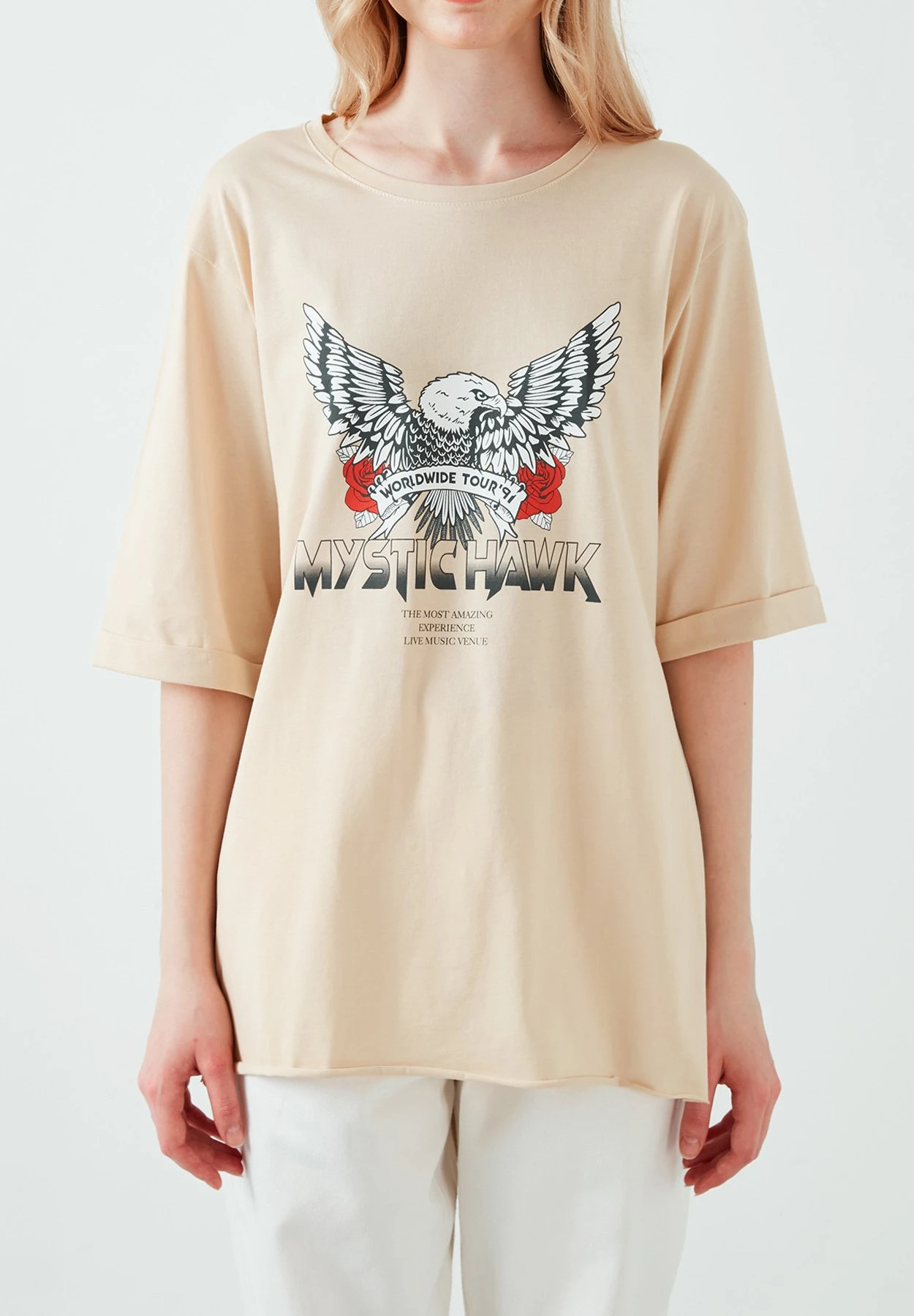 LELA Loose Fit - T-Shirt Print - Stone Colored - Afbeelding 4