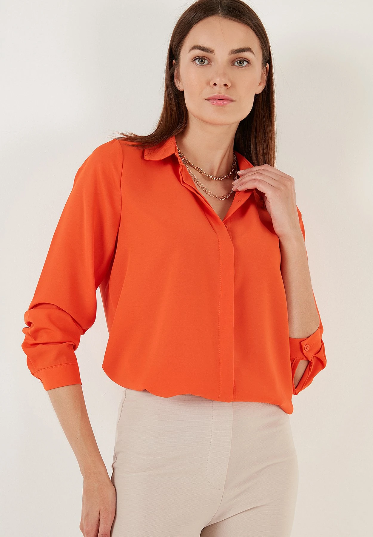 LELA Overhemdblouse - Orange