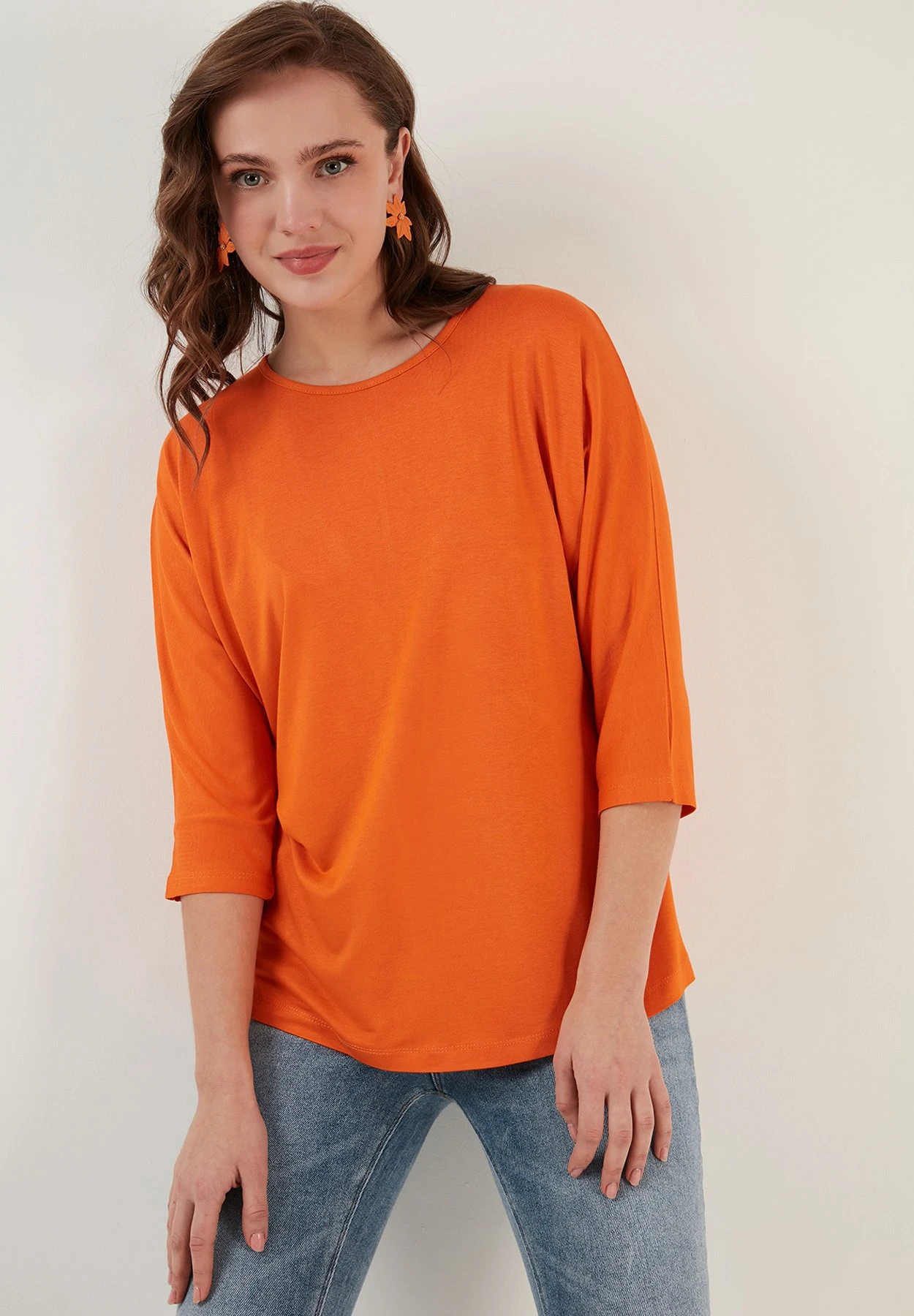 LELA Crew Neck- Longsleeve - Orange - Afbeelding 4
