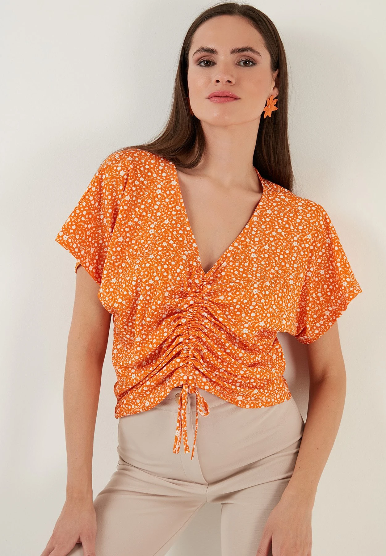 LELA V-Neck - Blouse - Orange - Afbeelding 5