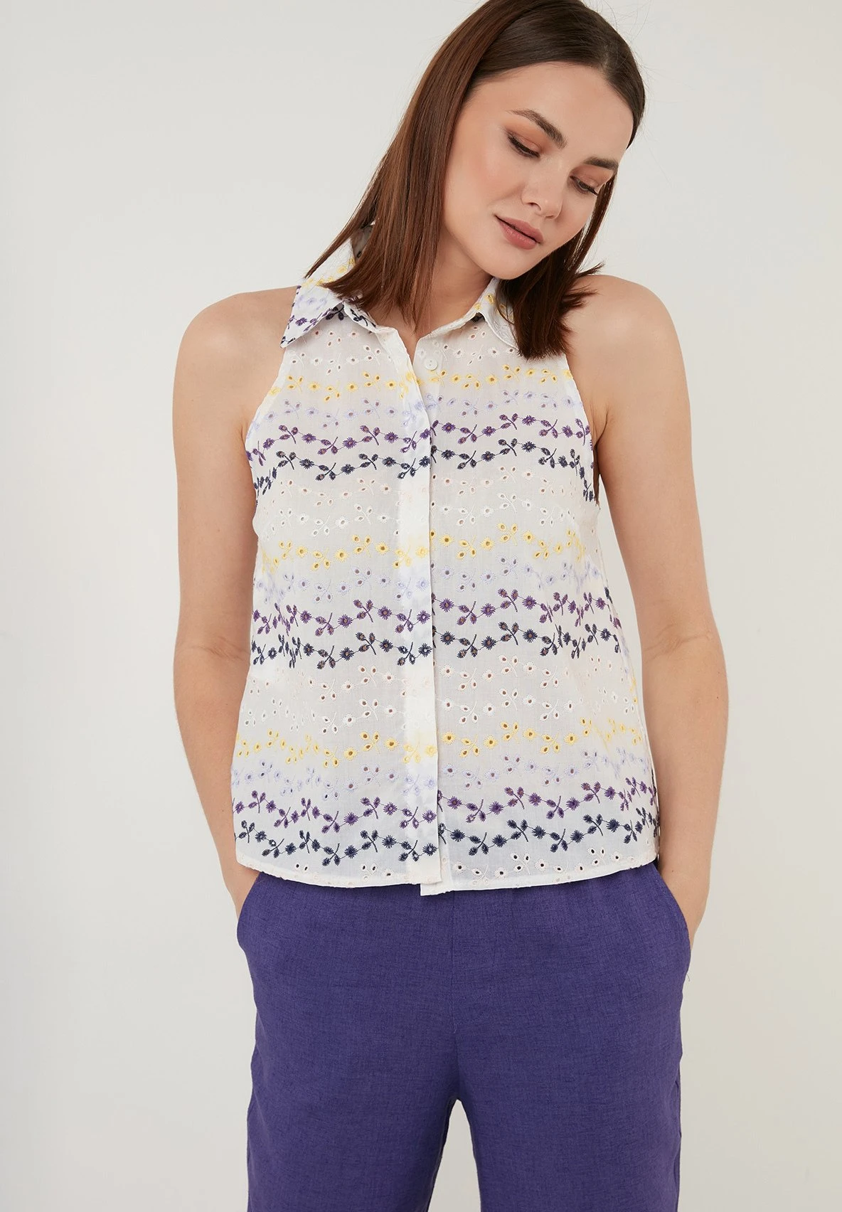 LELA Regular Fit - Overhemdblouse - White Purple - Afbeelding 5