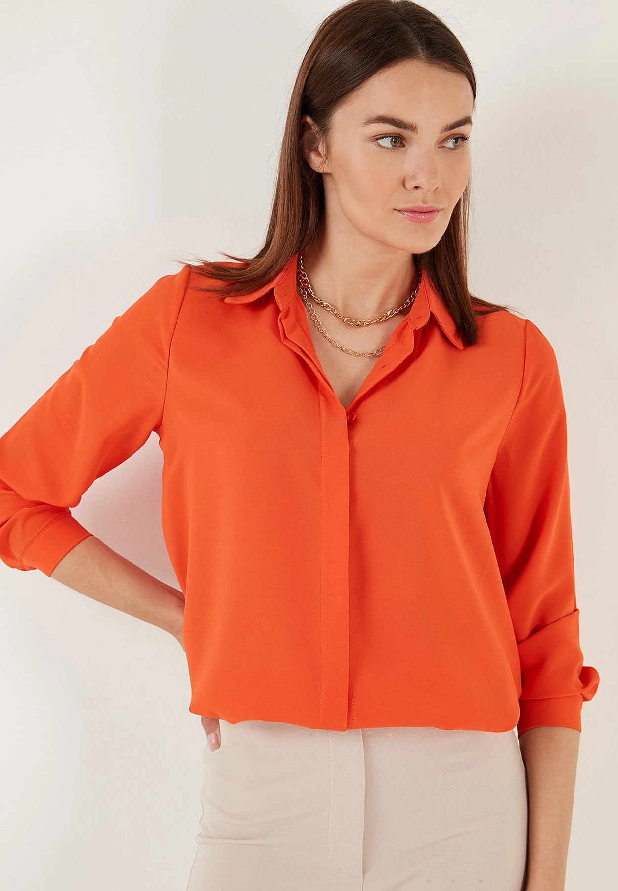 LELA Overhemdblouse - Orange - Afbeelding 4