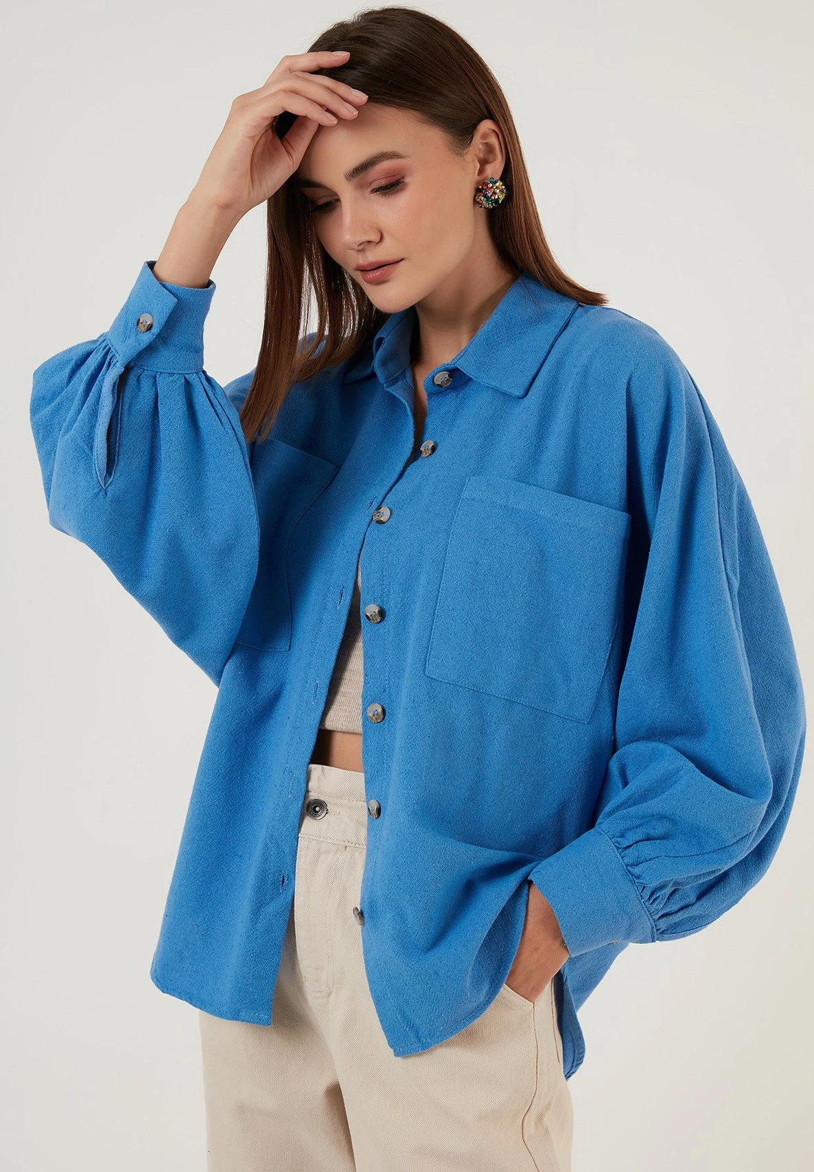 LELA Overhemdblouse - Blue - Afbeelding 4
