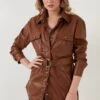 LELA Regular Fit - Imitatieleren Jas - Camel