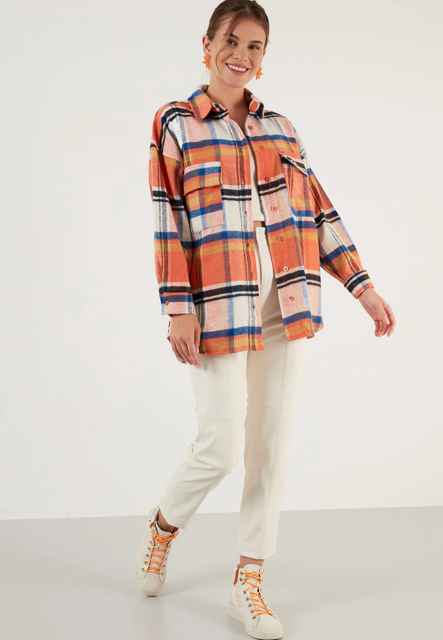 LELA Overhemdblouse - Orange Color - Afbeelding 2