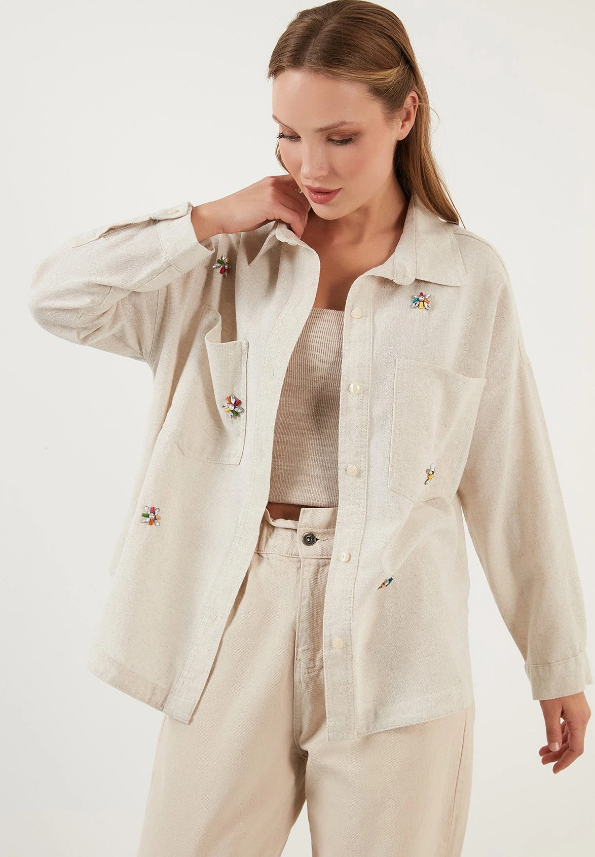 LELA Loose Fit - Overhemdblouse - Ecru - Afbeelding 3