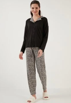 LELA Soft Touch - Pyjama - Leopard Black