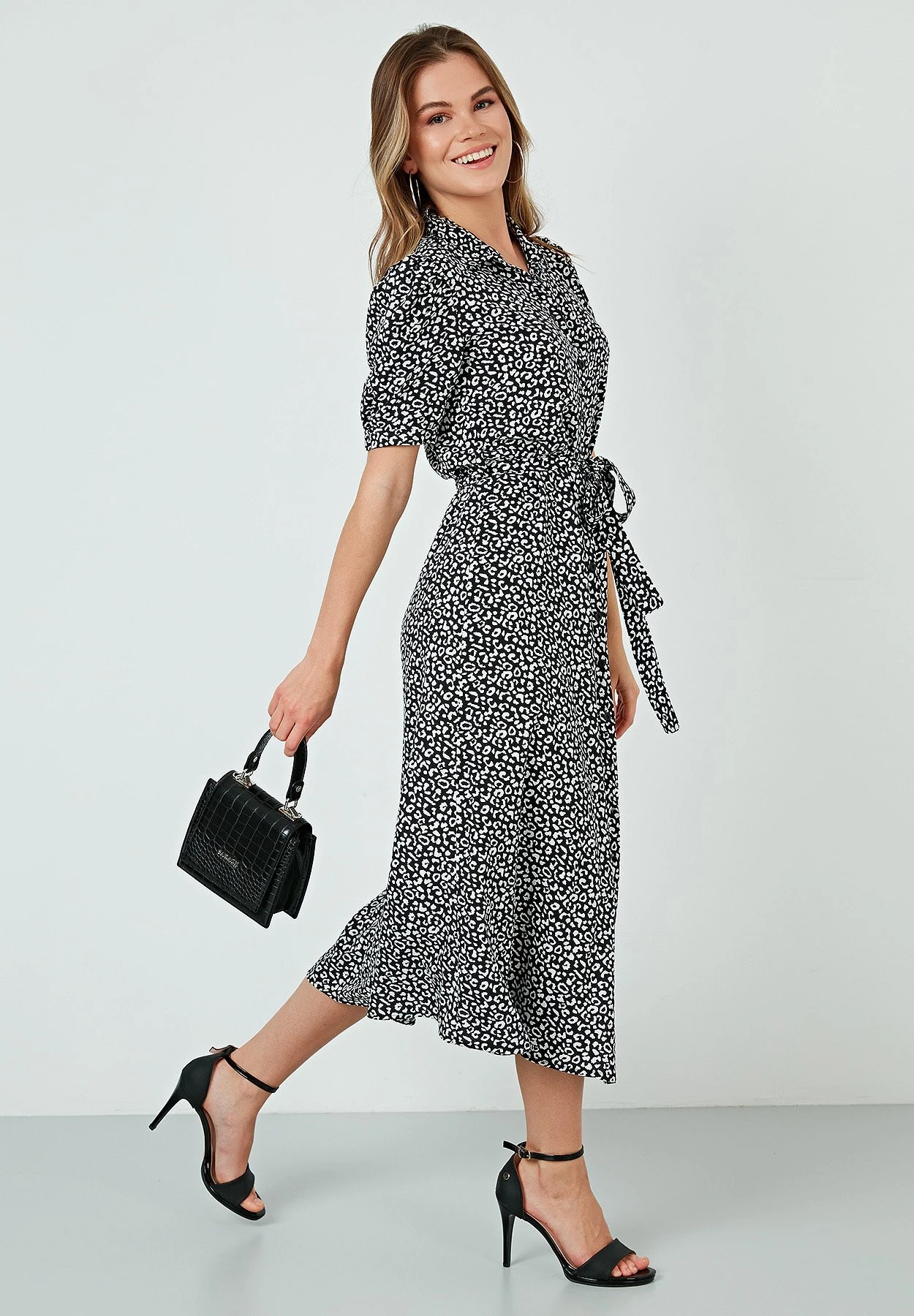 LELA Blousejurk - Black-White - Afbeelding 2