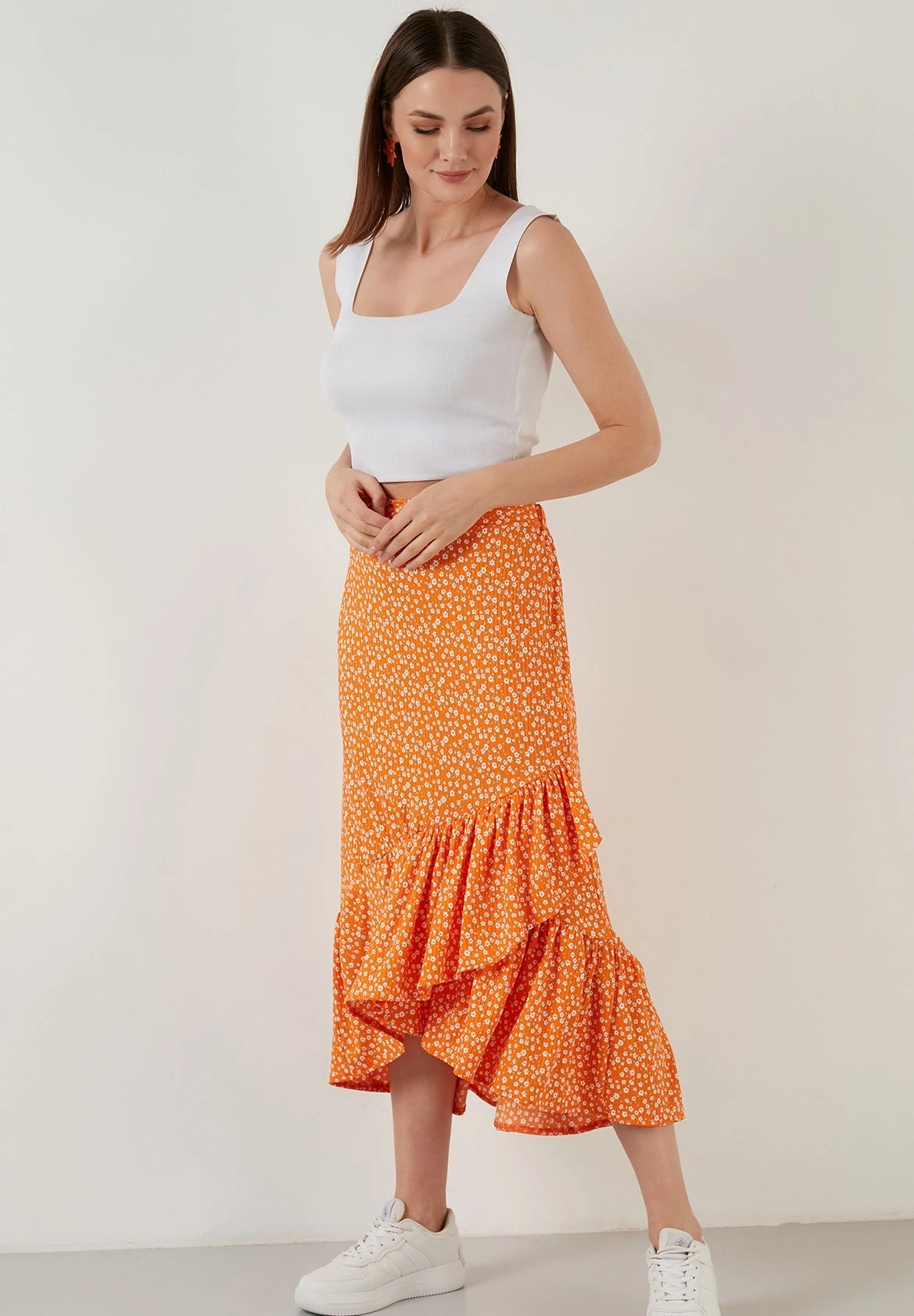 LELA Regular Fit- A-Lijn Rok - Orange Color - Afbeelding 2