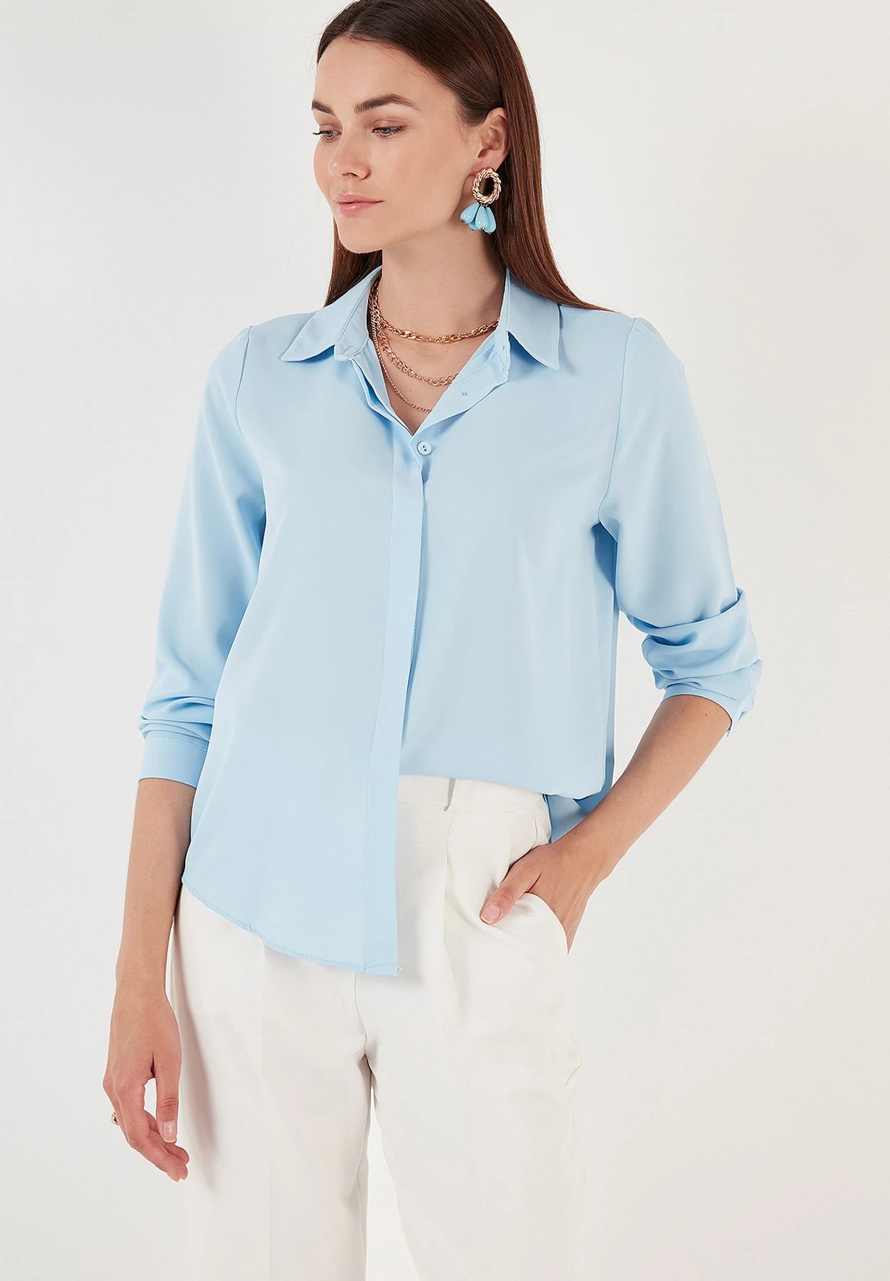 LELA Overhemdblouse - Baby Blue - Afbeelding 5