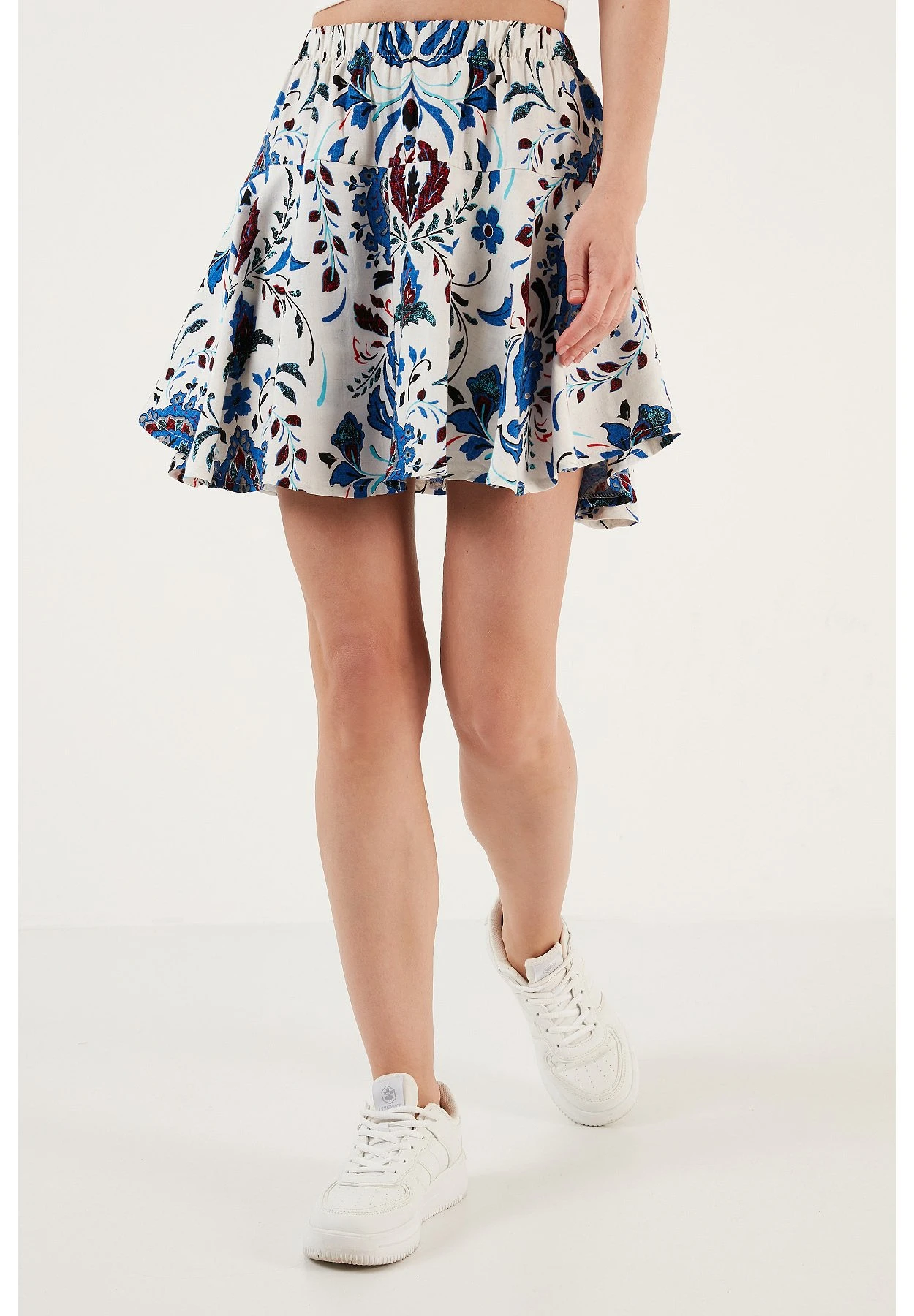 LELA Regular Fit - Plooirok - White Blue