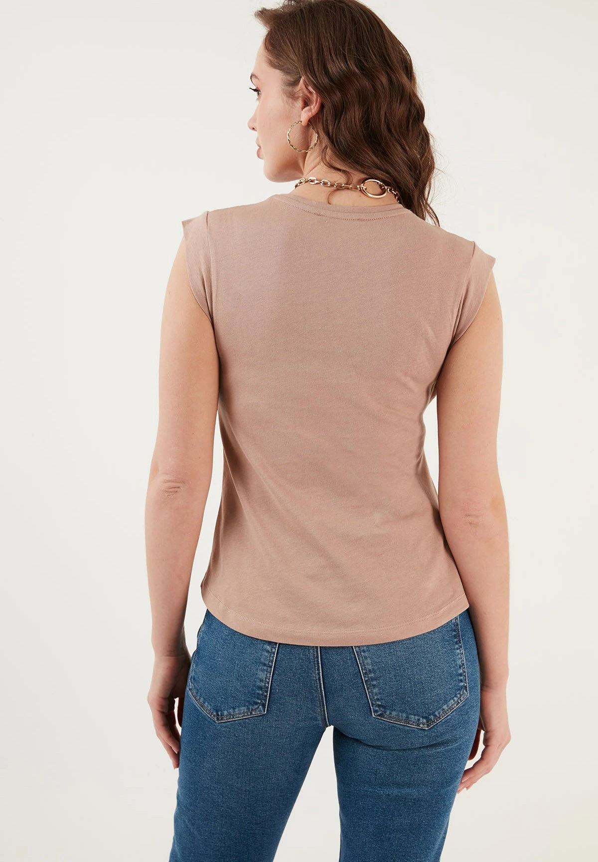 LELA Crew Neck- Top - Biscuit Color - Afbeelding 3