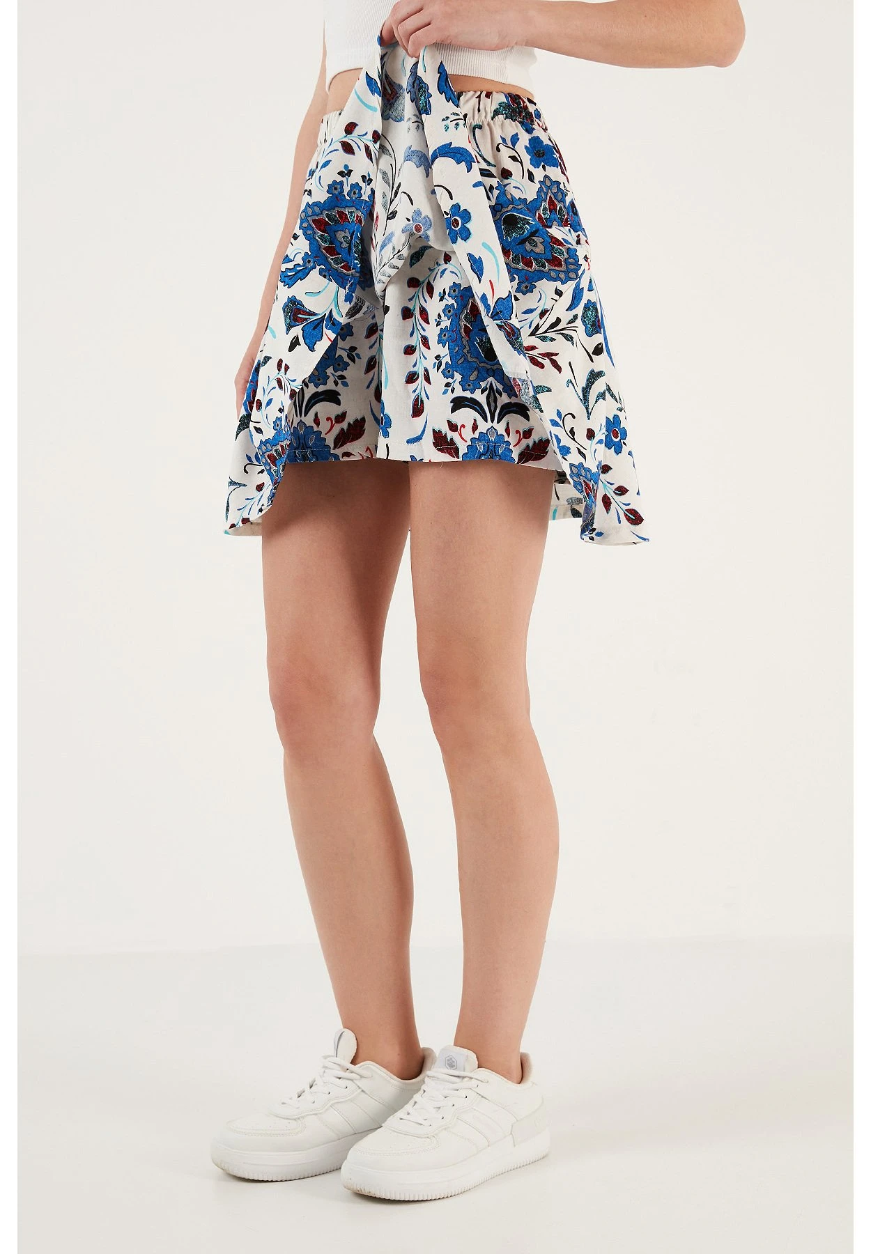 LELA Regular Fit - Plooirok - White Blue - Afbeelding 4