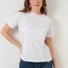 LELA Crew Neck- T-Shirt Print - White Neon Fuchsia