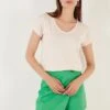 LELA V Neck- T-Shirt Basic - Stone Colored