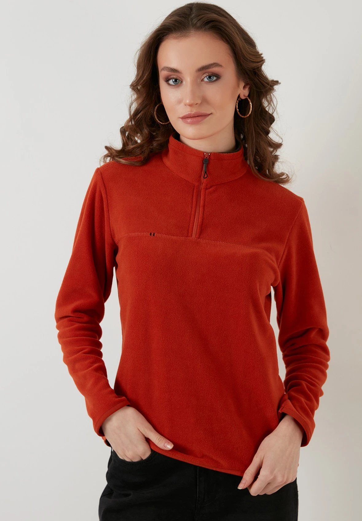 LELA Slim Fit - Fleece Trui - Orange