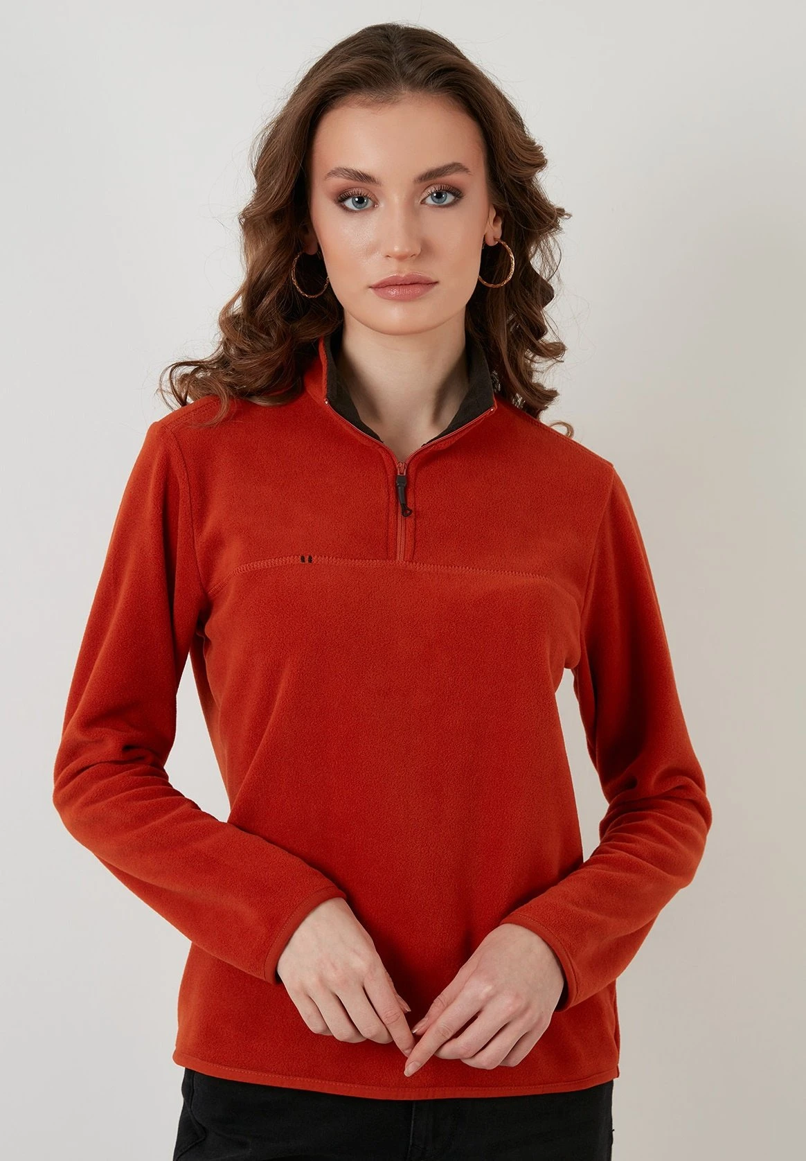 LELA Slim Fit - Fleece Trui - Orange - Afbeelding 4