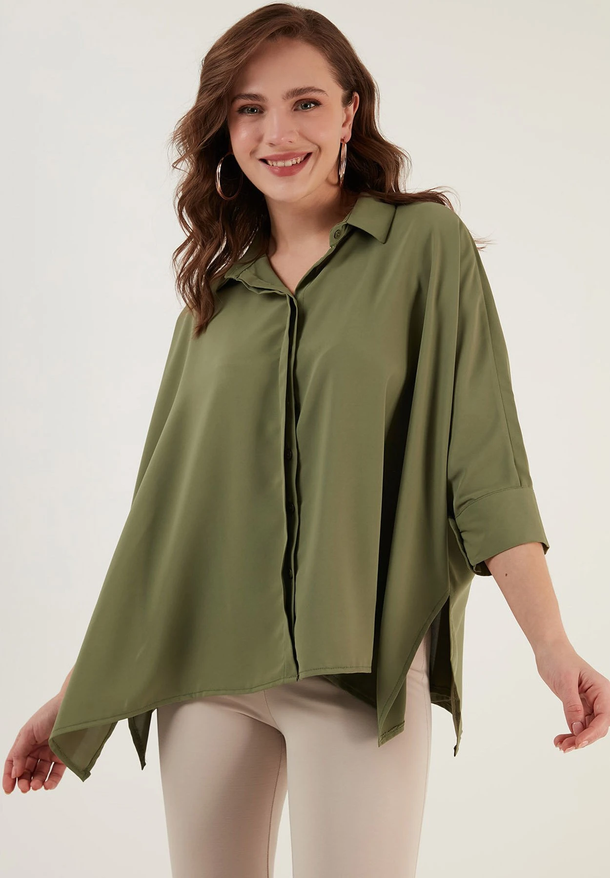 LELA Oversized - Overhemdblouse - Khaki - Afbeelding 5