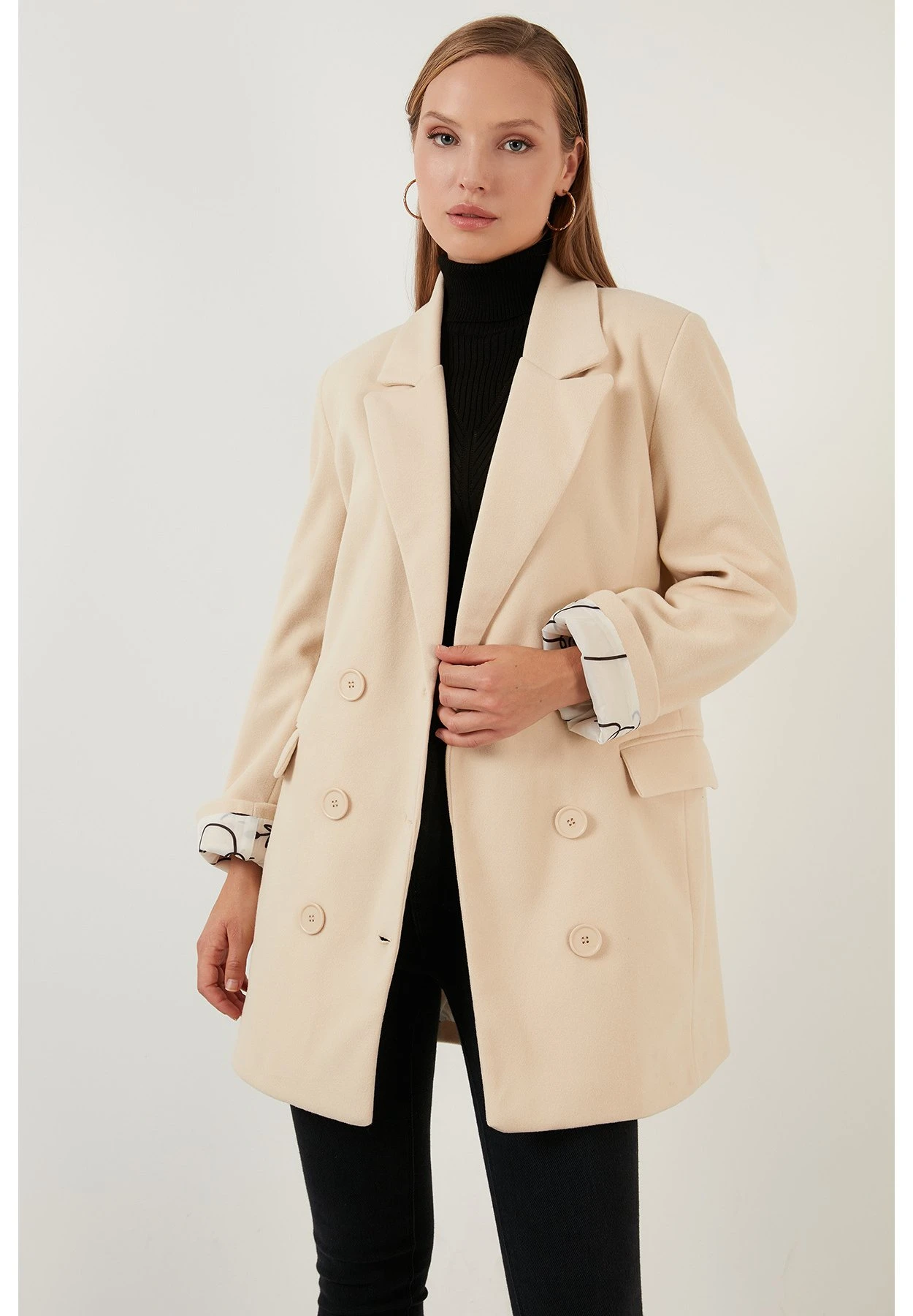 LELA Halflange Jas - Stone - Afbeelding 5