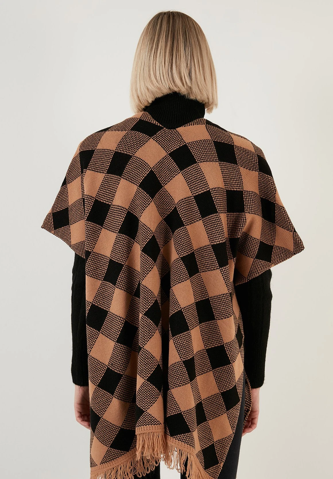 LELA Poncho - Camel/Black - Afbeelding 3