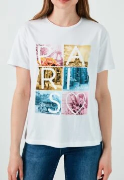 LELA Slim Fit - T-Shirt Print - White
