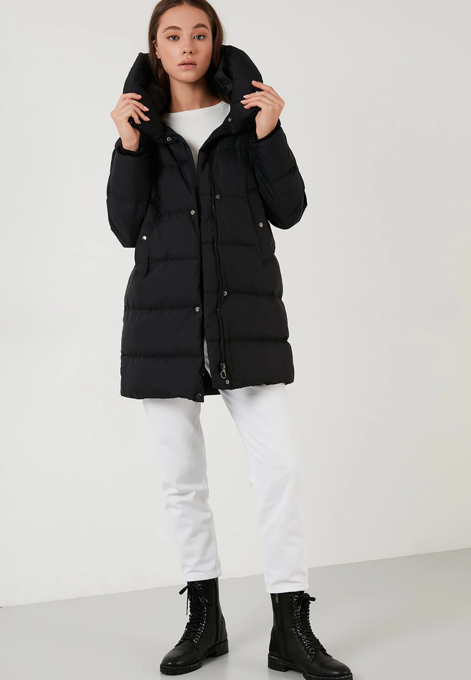 LELA Oversized Inflatable Long- Winterjas - Black - Afbeelding 3