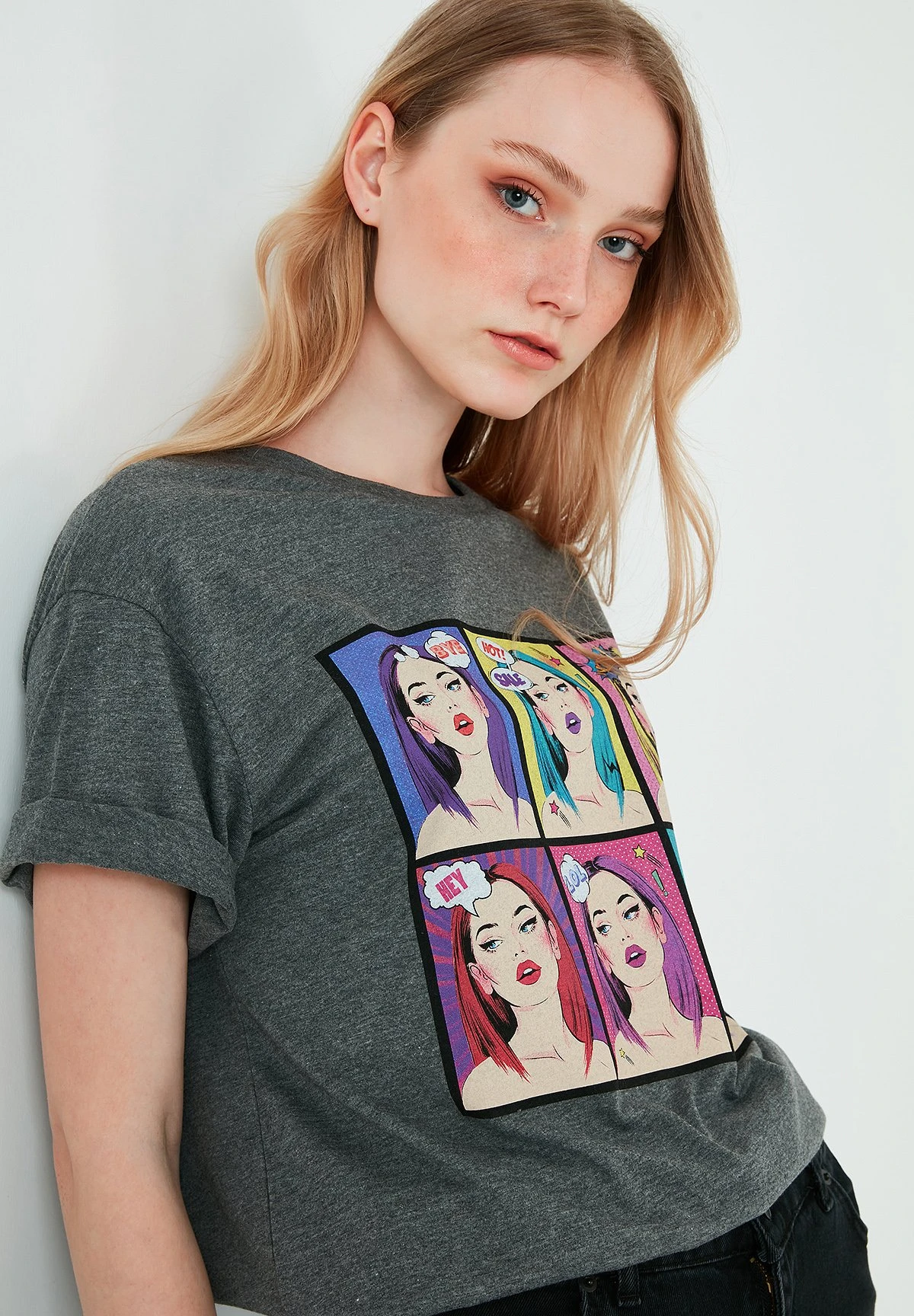 LELA T-Shirt Print - Anthracite Melange - Afbeelding 5