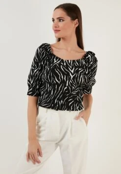LELA Slim Fit - Blouse - Striped Black