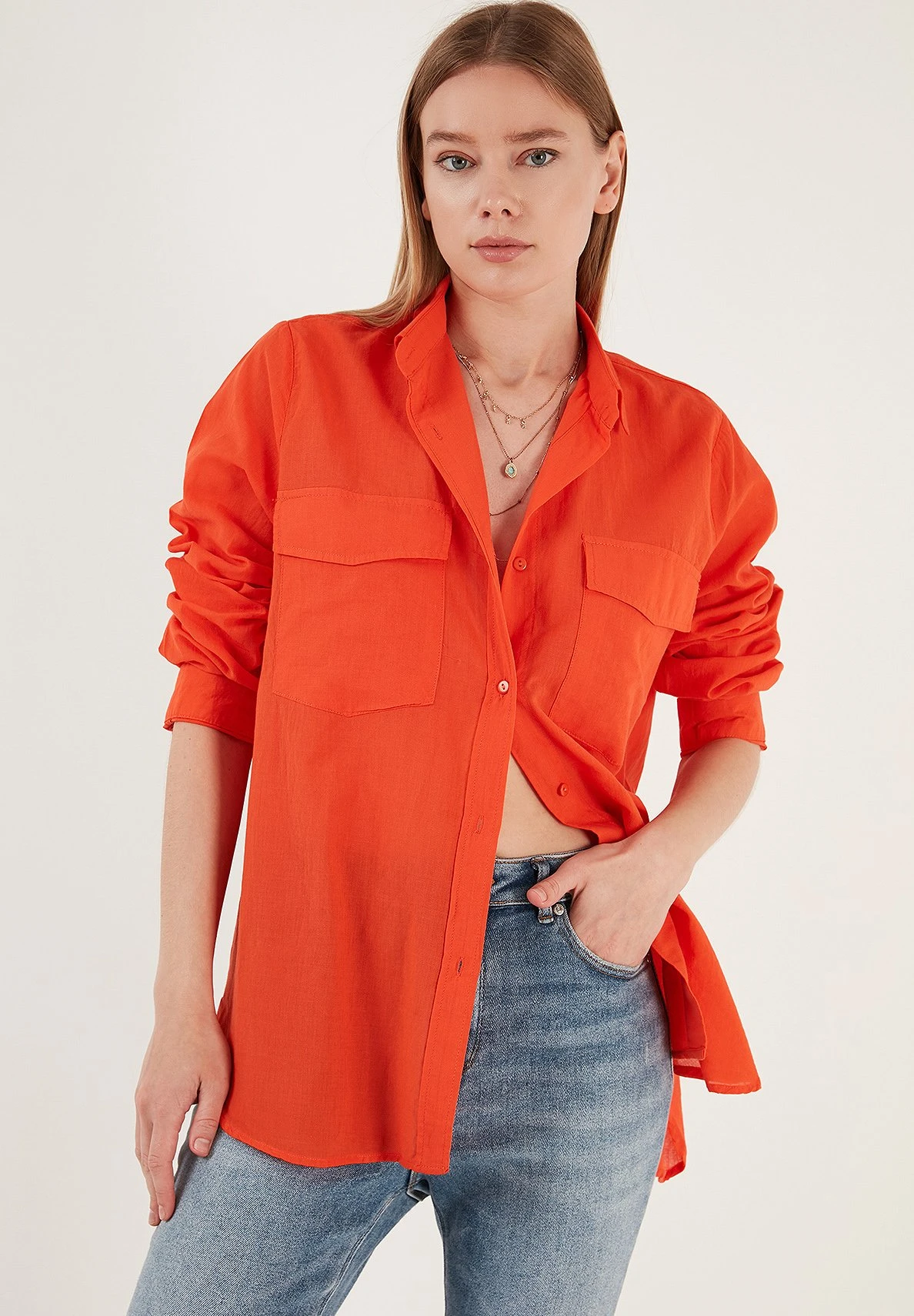 LELA Loose Fit - Overhemdblouse - Orange - Afbeelding 6