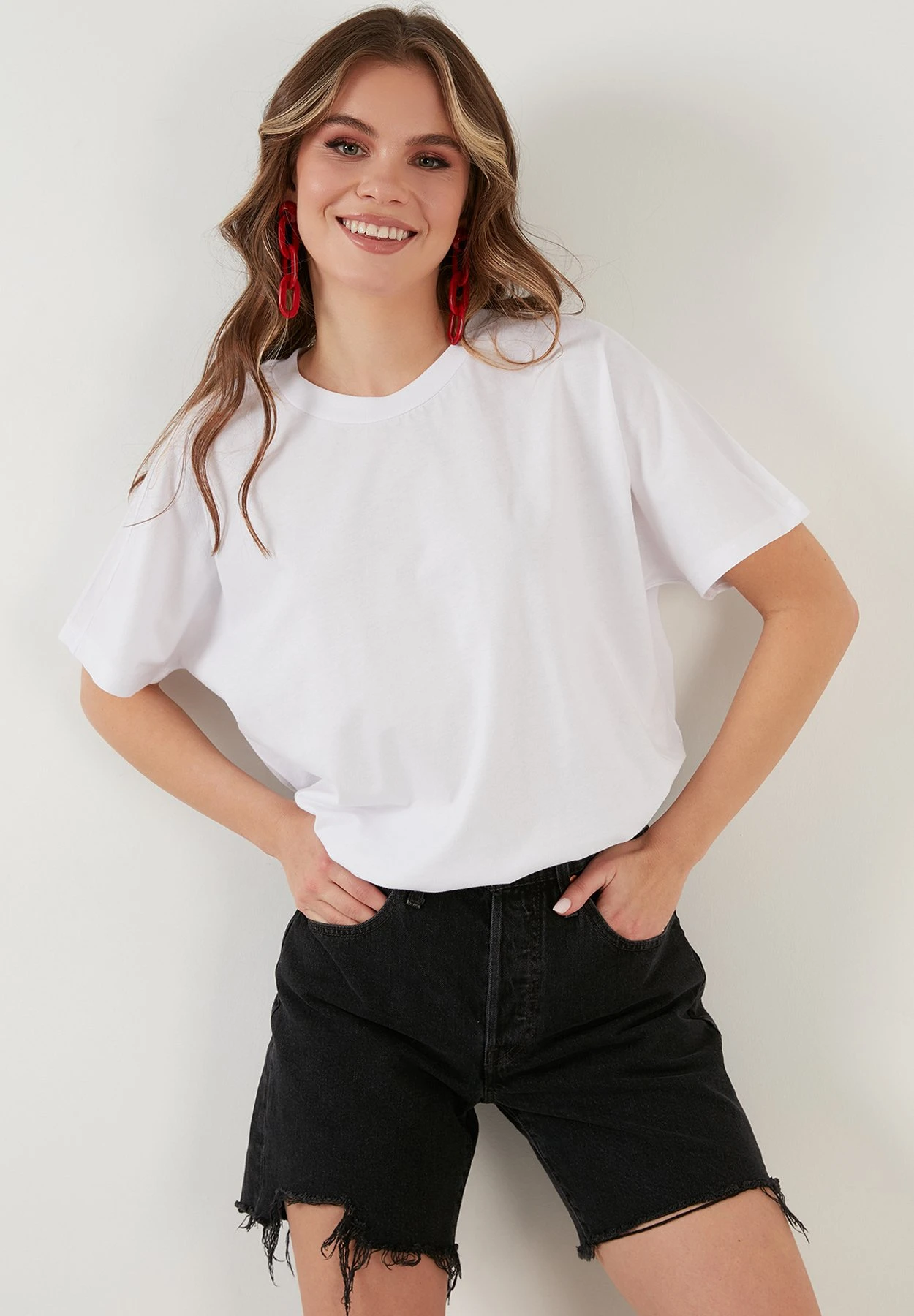 LELA Crew Neck- T-Shirt Basic - White - Afbeelding 4