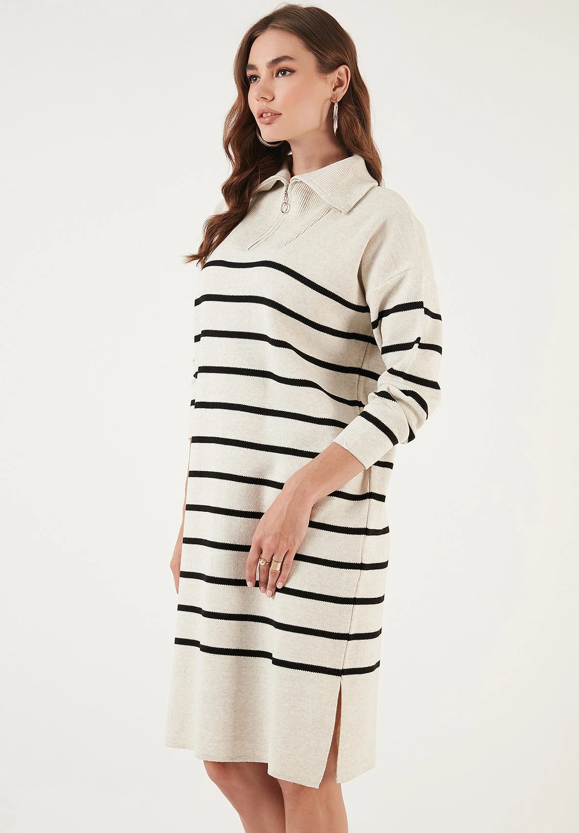 LELA Gebreide Jurk - Cream/Black - Afbeelding 6