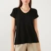 LELA V Neck- T-Shirt Basic - Black