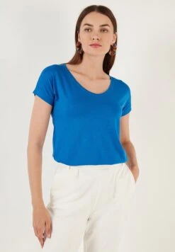 LELA V Neck- T-Shirt Basic - Royal Blue