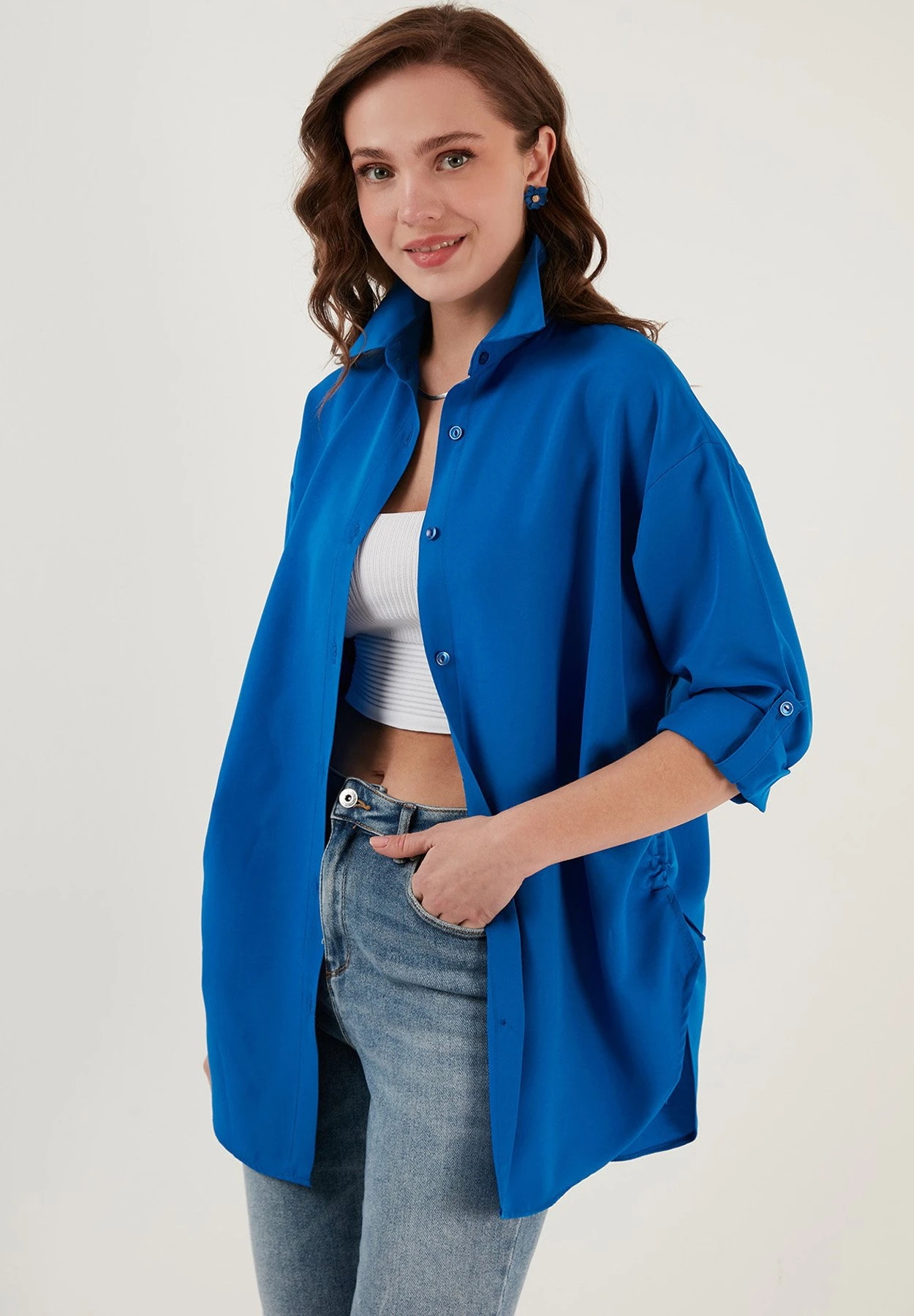 LELA Overhemdblouse - Royal Blue - Afbeelding 4