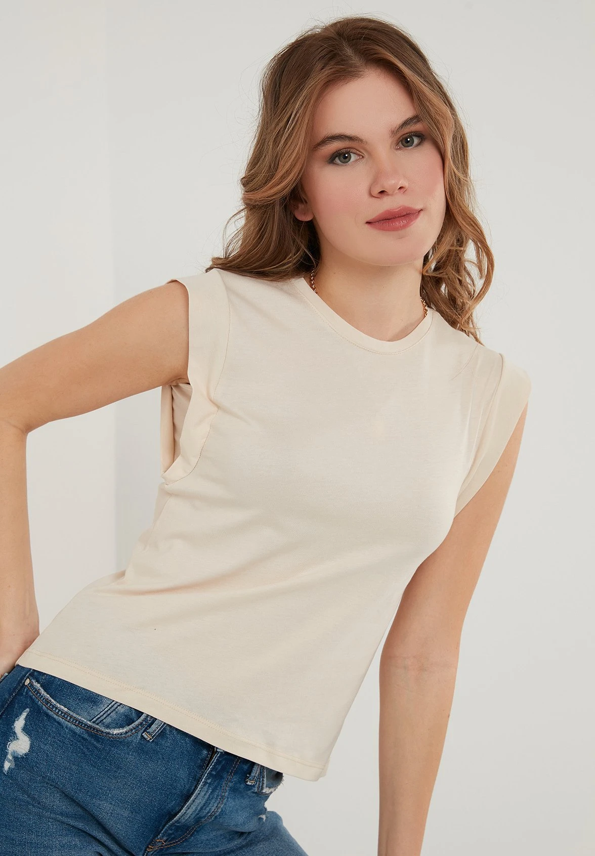 LELA Crew Neck- Top - Stone Colored - Afbeelding 4