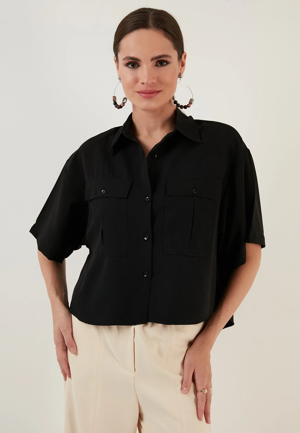 LELA Loose Fit - Overhemdblouse - Black - Afbeelding 5