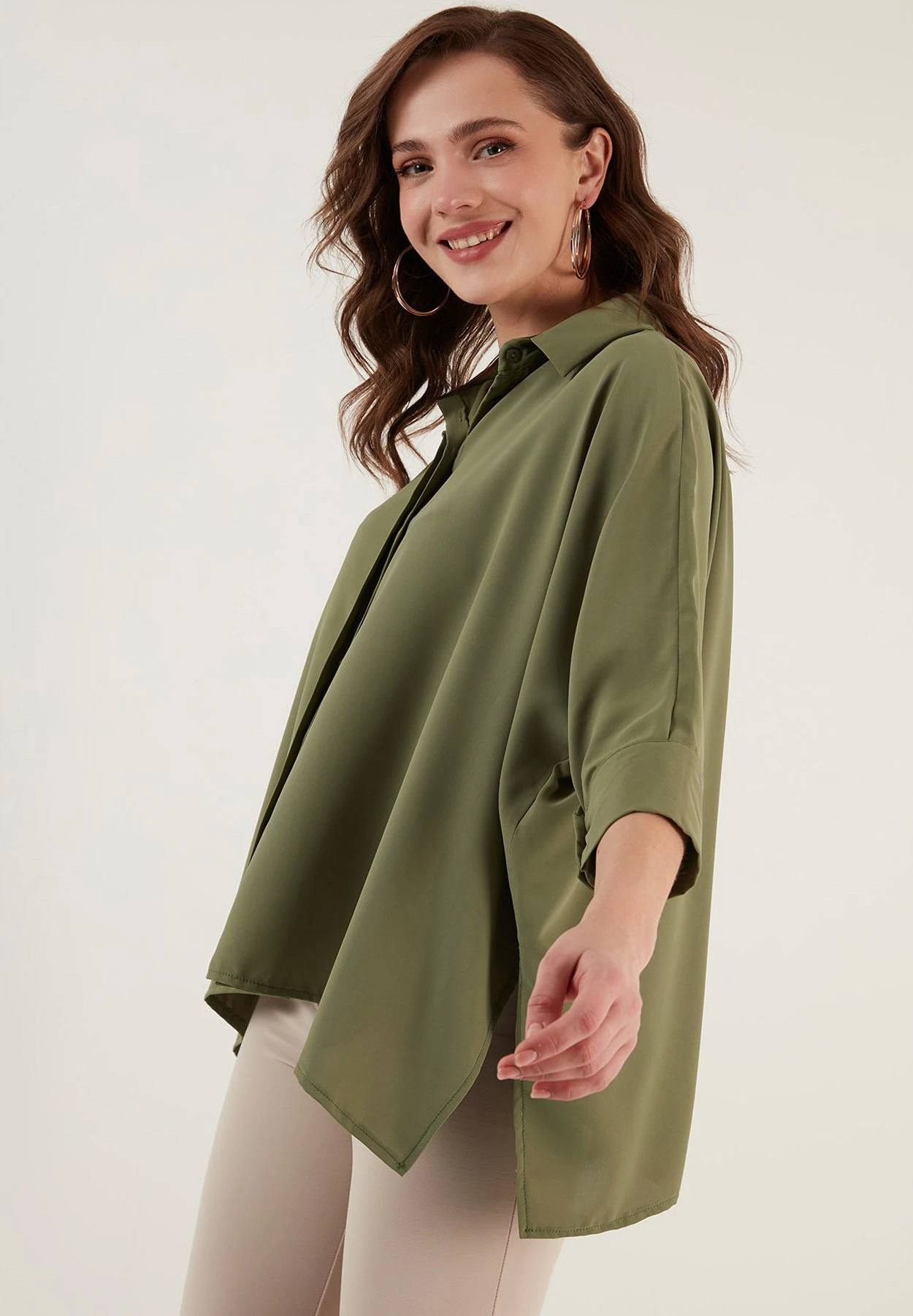 LELA Oversized - Overhemdblouse - Khaki - Afbeelding 4