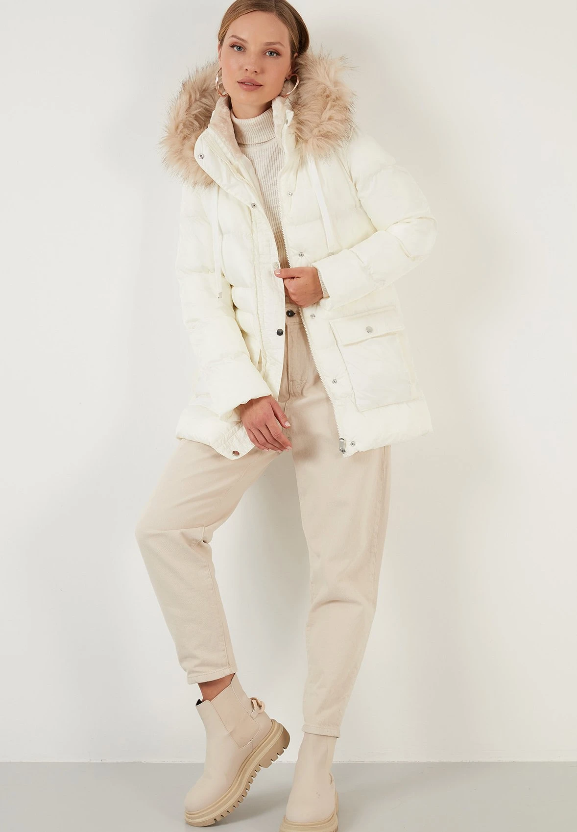 LELA Regular Fit - Winterjas - Ecru - Afbeelding 2